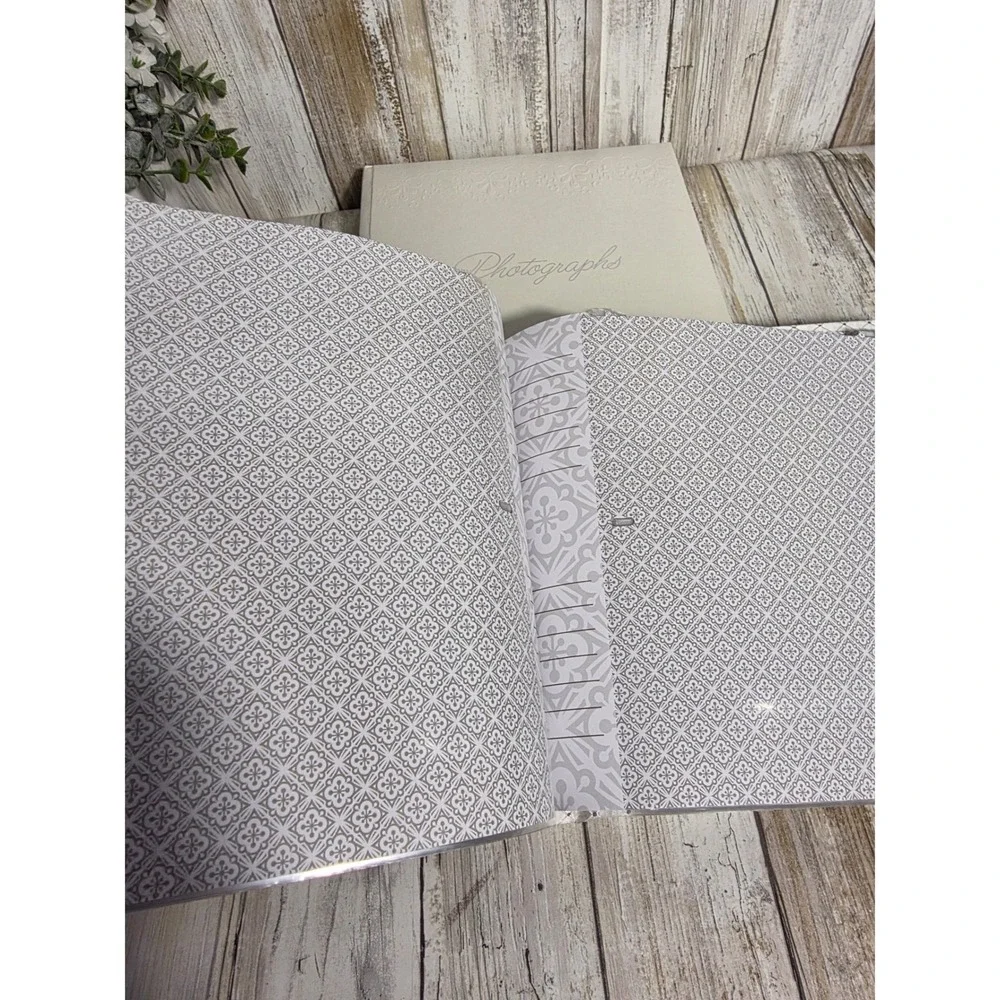 Pinnacle Silver Quilted & White Embossed Photo Album Set Wedding Keepsake 2pk